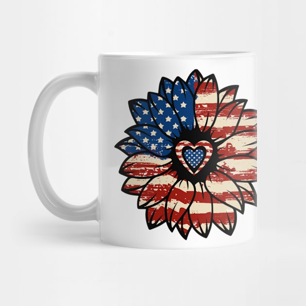 Sunflower American Heart Flag, Proud To Be An American by Fomah